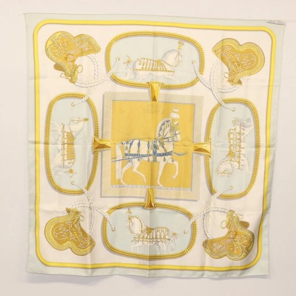 HERMES Carre 90 Scarf ""GRAND APPARAT"" Silk Light Blue Auth - Picture 14 of 14